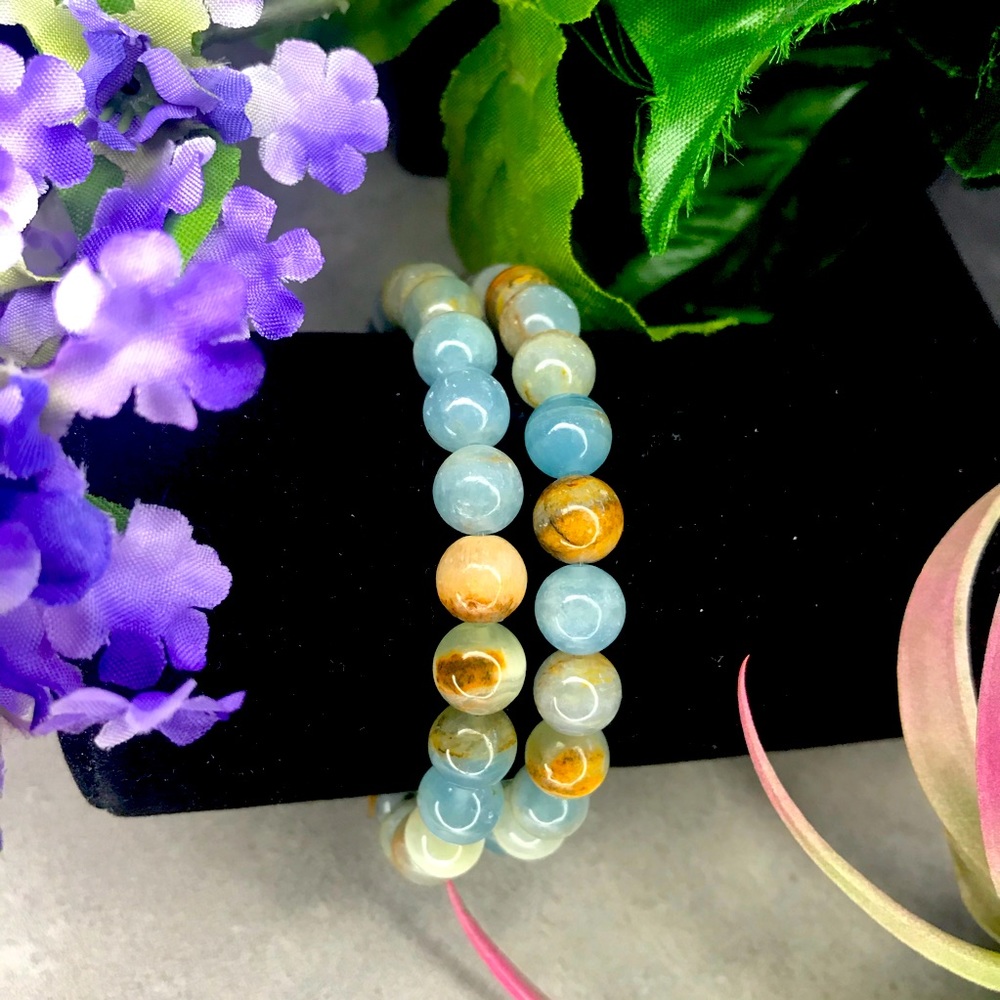 Lemurian Aquatine Calcite Crystal Bracelet